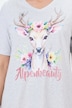 T-Shirt, Hirsch, Classic, V-Ausschnitt, Halbarm