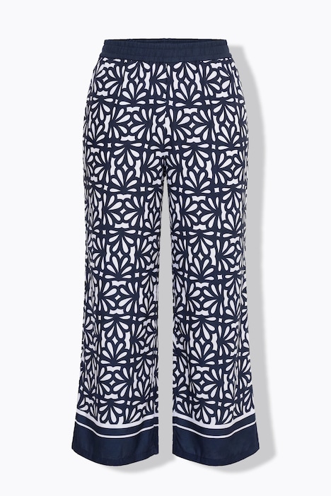 Kalhoty Rose, potisk, široké nohavice, elastický pas