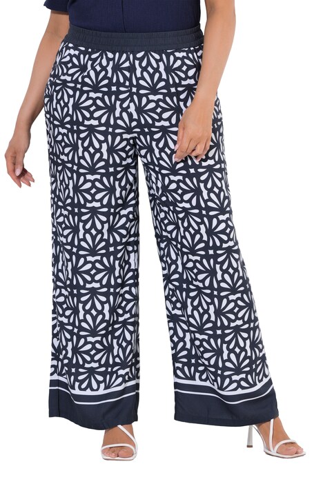 Kalhoty Rose, potisk, široké nohavice, elastický pas