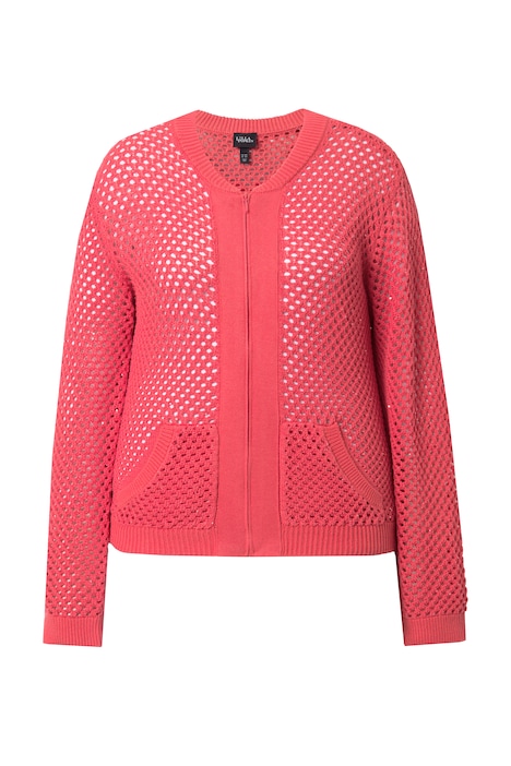 pletená bunda ve stylu bomber, flitry, límec ve sportovním stylu, dlouhé rukávy