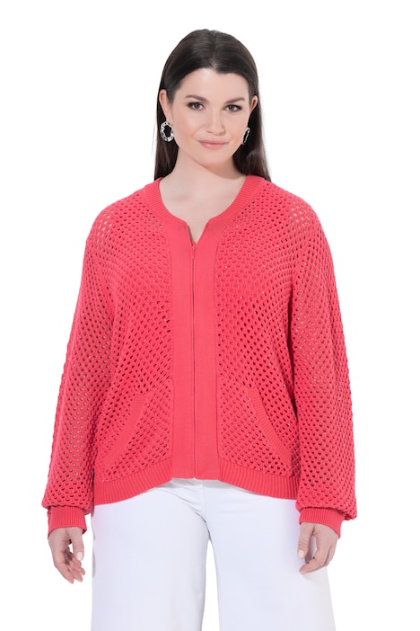 pletená bunda ve stylu bomber, flitry, límec ve sportovním stylu, dlouhé rukávy