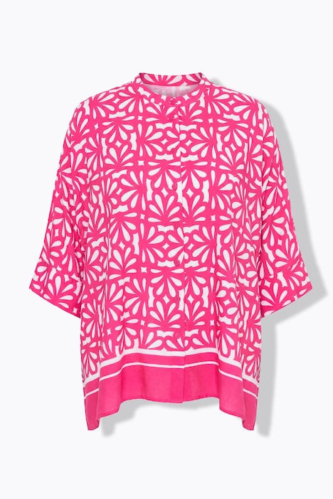Bluse, bedruckt, Oversized, Rundhals, Halbarm
