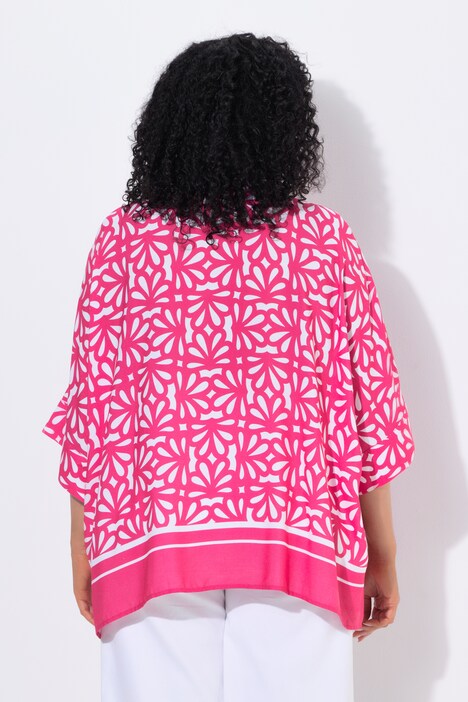 Bluse, bedruckt, Oversized, Rundhals, Halbarm