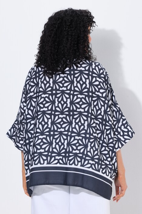 Bluse, bedruckt, Oversized, Rundhals, Halbarm