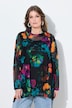 Mesh blouse, oversized, bloemenmotief
