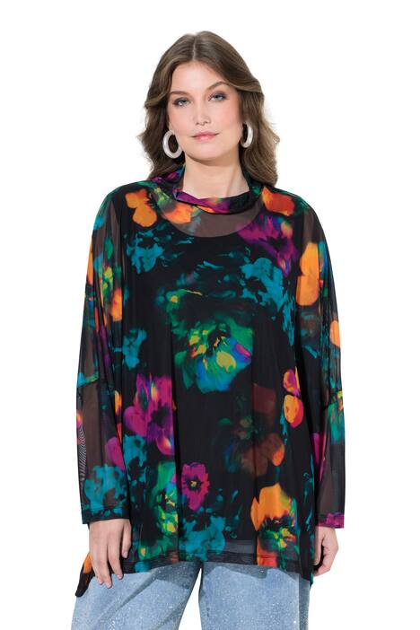 Síťovaná halenka, oversize, květovaný vzor