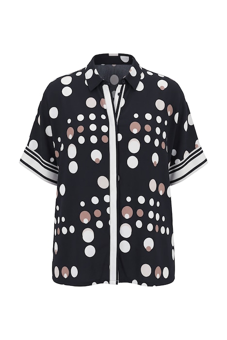 Slinky-Bluse, Punkte, Oversized, Hemdkragen, Halbarm