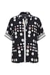 Slinky-Bluse, Punkte, Oversized, Hemdkragen, Halbarm