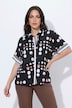 Slinky-Bluse, Punkte, Oversized, Hemdkragen, Halbarm