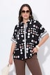Slinky-Bluse, Punkte, Oversized, Hemdkragen, Halbarm