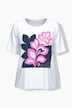T-Shirt, Palmenblätter, Boxy, Rundhals, Halbarm, Saumband