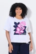 T-Shirt, Palmenblätter, Boxy, Rundhals, Halbarm, Saumband