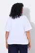 T-Shirt, Palmenblätter, Boxy, Rundhals, Halbarm, Saumband