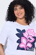 T-Shirt, Palmenblätter, Boxy, Rundhals, Halbarm, Saumband