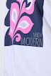 T-Shirt, Palmenblätter, Boxy, Rundhals, Halbarm, Saumband