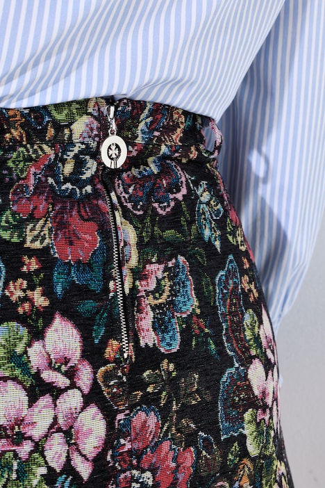 Jupe crayon, motif tapisserie, coupe Slim Fit et pendentif fantaisie