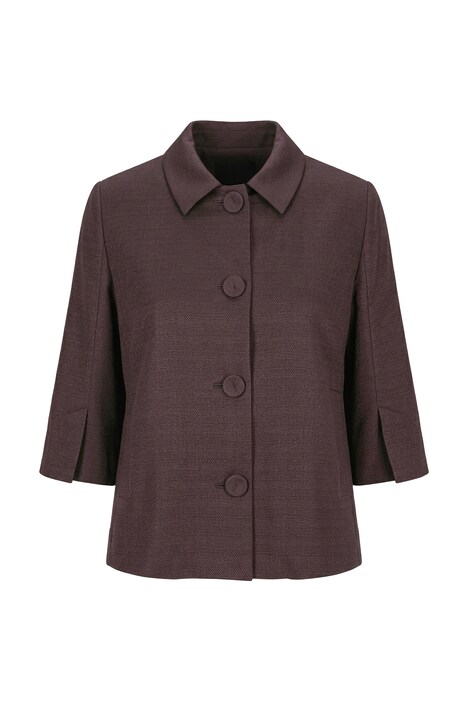 Jacke, A-Linie, Hemdkragen, ausgestellter 3/4-Arm