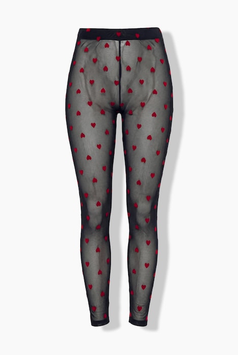 Mesh-leggingsit, samettisen pehmeä sydänkuvio