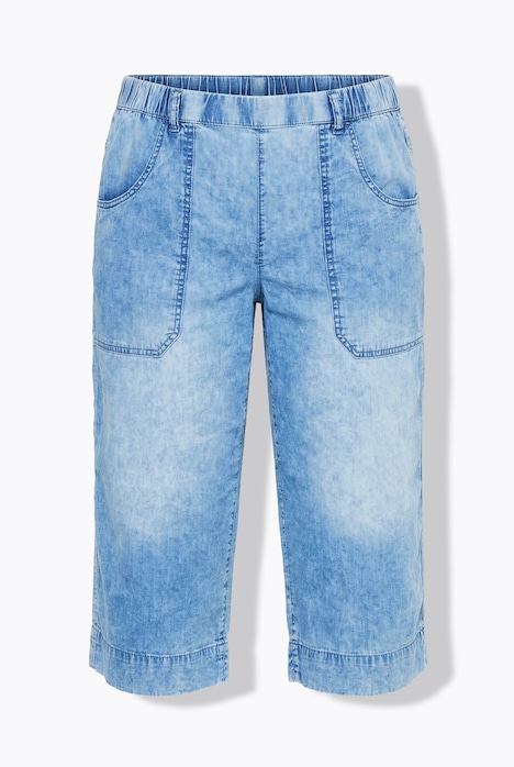 Denim large et léger coupe 3/4, avec taille élastique