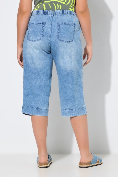 Denim large et léger coupe 3/4, avec taille élastique