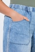 Denim large et léger coupe 3/4, avec taille élastique