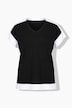 Pull-over, design color block, col en V, manches mi-longues