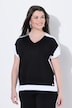 Pull-over, design color block, col en V, manches mi-longues