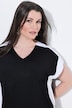 Pull-over, design color block, col en V, manches mi-longues
