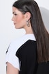 Pull-over, design color block, col en V, manches mi-longues