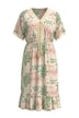 Midi šaty, volný střih, celoplošný vzor, krajkové stuhy