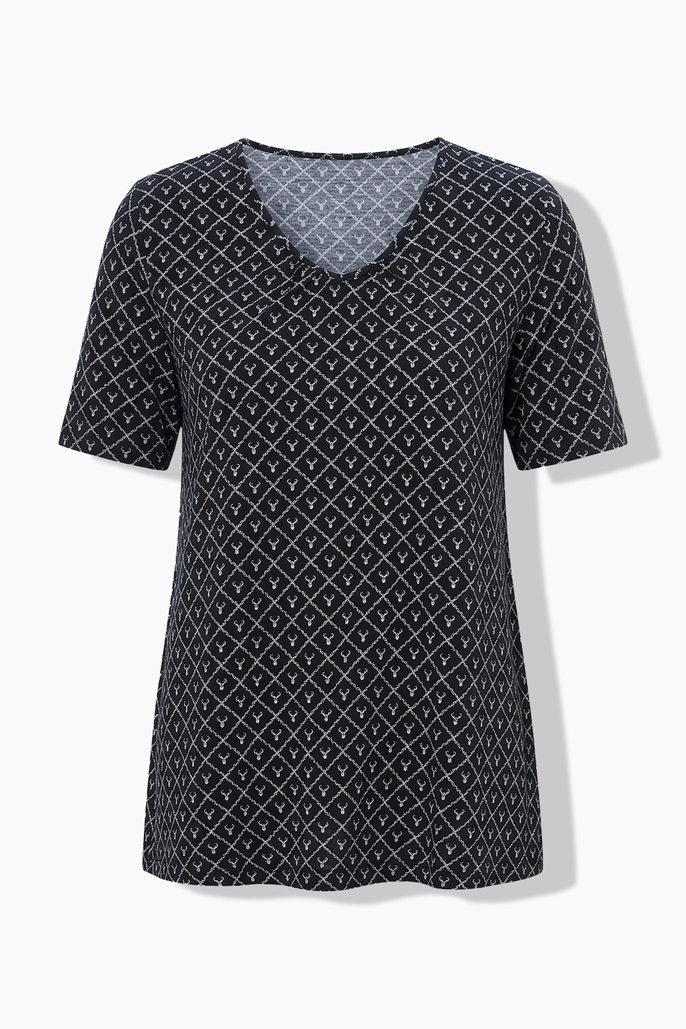 T-shirt, hertengewei, A-lijn, V-hals, korte mouw
