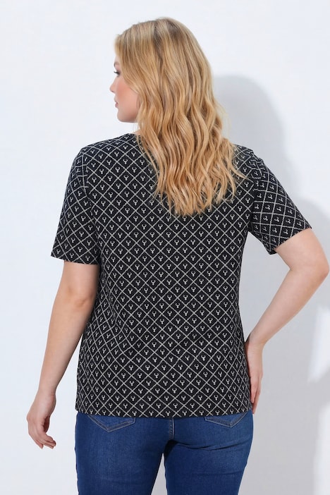 T-Shirt, Hirschgeweih, A-Linie, V-Ausschnitt, Halbarm
