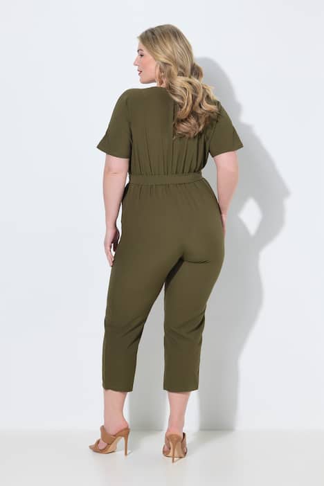 Jumpsuit, eendelig, stof met structuur, elastische taille