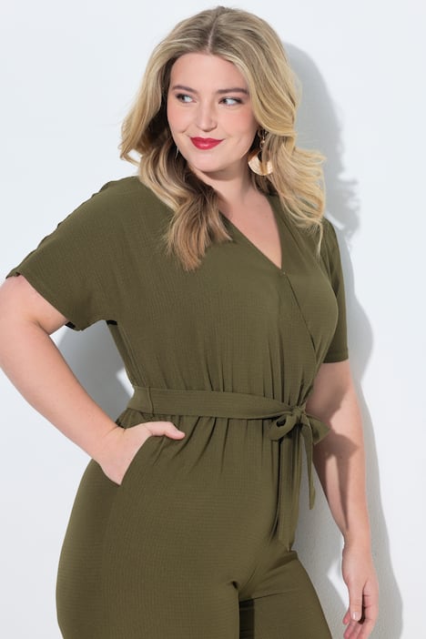 Jumpsuit, eendelig, stof met structuur, elastische taille