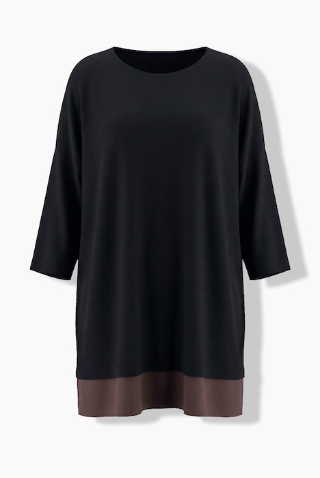 Pullover, Chiffonsaum, U-Boot-Ausschnitt, 3/4-Arm