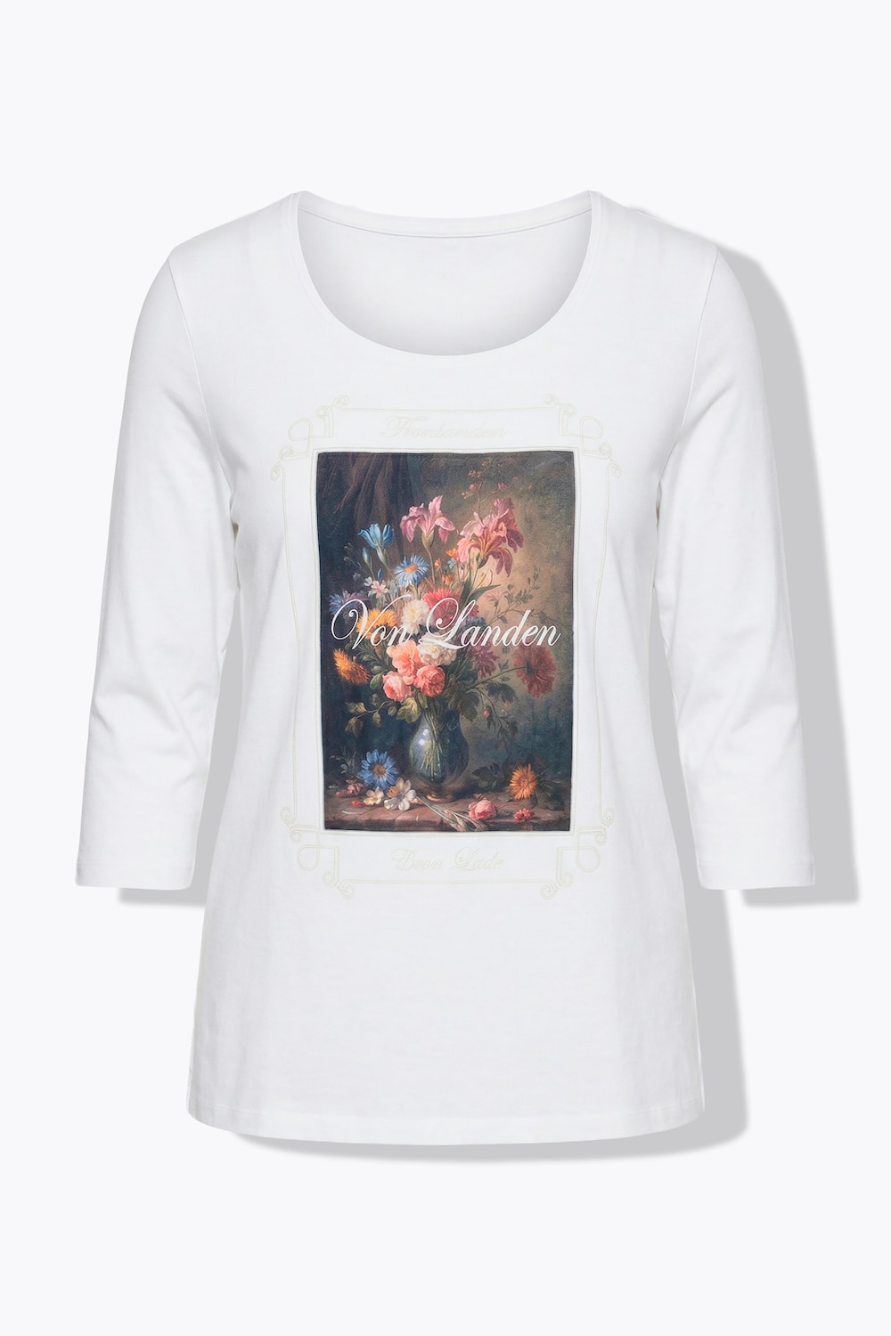 Shirt, Stickerei, Classic, Carré-Ausschnitt, 3/4-Arm