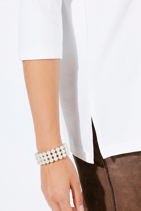 Shirt, Stickerei, Classic, Carré-Ausschnitt, 3/4-Arm