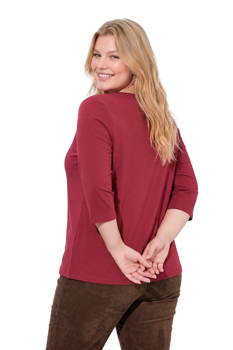 Shirt, Stickerei, Classic, Carré-Ausschnitt, 3/4-Arm