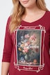 Shirt, Stickerei, Classic, Carré-Ausschnitt, 3/4-Arm
