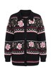 Strickjacke, Blumenstreifen, Hemdkragen, Langarm