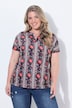 Shirtbluse, Gobelin-Druck, Oversized, V-Ausschnitt, Halbarm