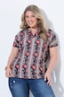 Shirtbluse, Gobelin-Druck, Oversized, V-Ausschnitt, Halbarm