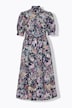 Vintage Botanical Print Button-Down Dress
