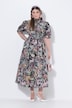 Vintage Botanical Print Button-Down Dress