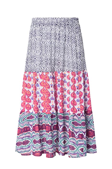 Maxi sukně, vzorované pruhy, áčkový střih, elastický pas