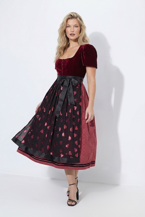 Dirndl, Samt, Carré-Ausschnitt, Puff-Halbarm