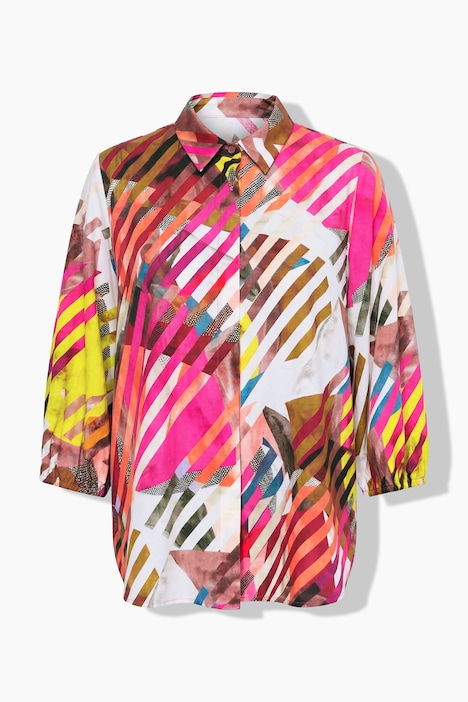 Capeblouse, lyocell, A-lijn, overhemdkraag, 3/4 mouw