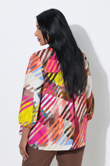 Capeblouse, lyocell, A-lijn, overhemdkraag, 3/4 mouw