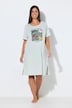 Camicia da notte, stampa floreale, scollo tondo, mezze maniche
