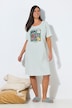 Camicia da notte, stampa floreale, scollo tondo, mezze maniche